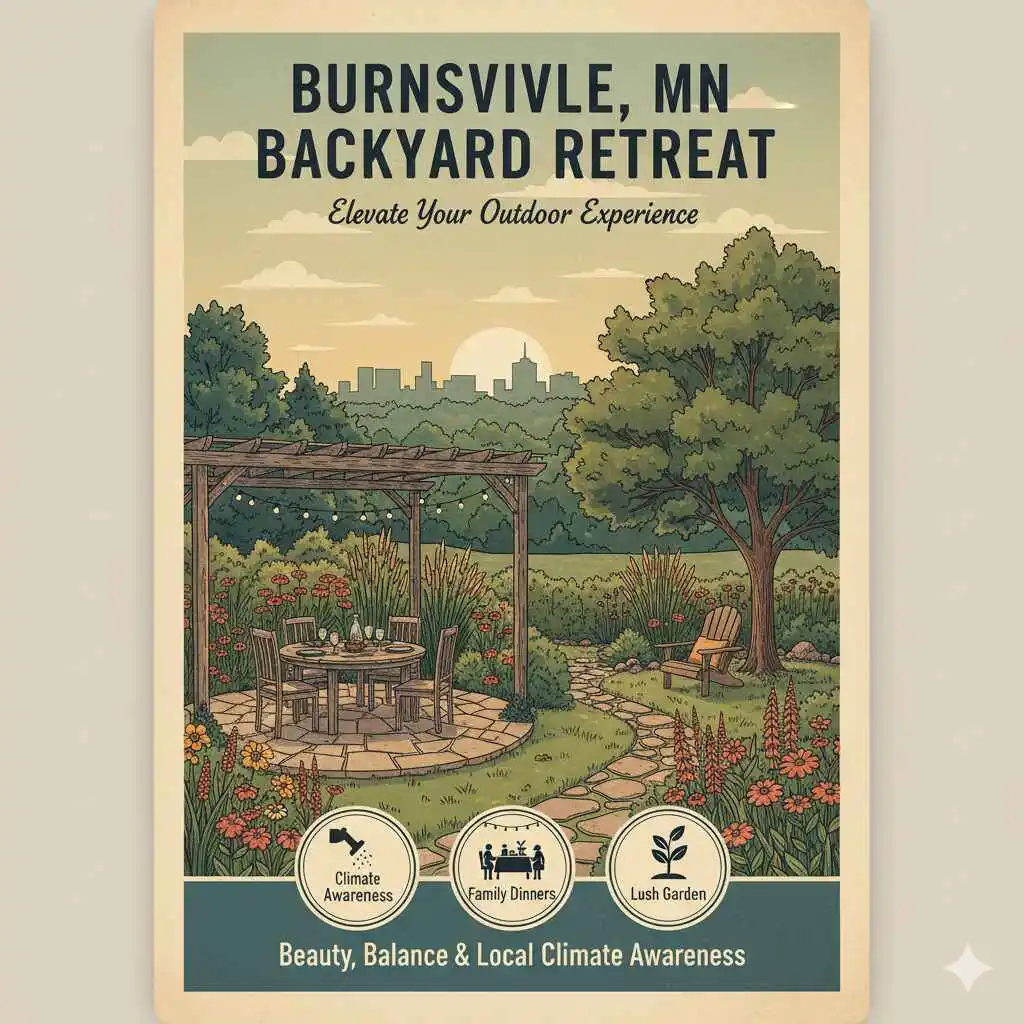 Backyard Landscaping with patio, native plants, and outdoor living enhancements in Burnsville, MN